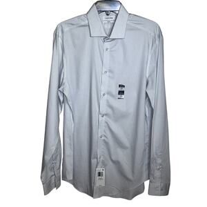 Calvin Klein Steel Men's Slim-Fit Stretch Dress Shirt, blue multi 16 34-35 $85